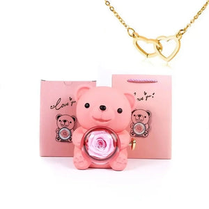 Eternal Rose -CYGlobal ™ -Bear  Box Necklace with message