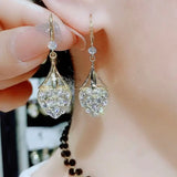 BEAUTY CYGLOBAL ™- BLUE FLOWER  CRYSTAL EARRINGS